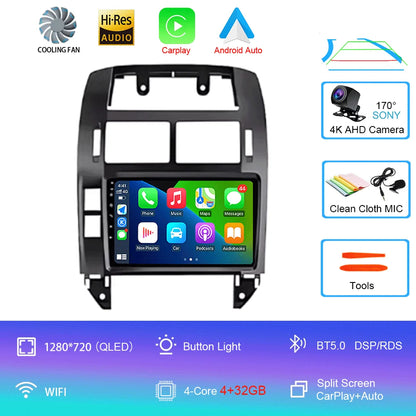 For Volkswagen VW Polo MK4 6Q 9N 9N3 2004- 2009 Car Radio Android 16 Auto Multimedia Video Player GPS Carplay QLED Screen Stereo