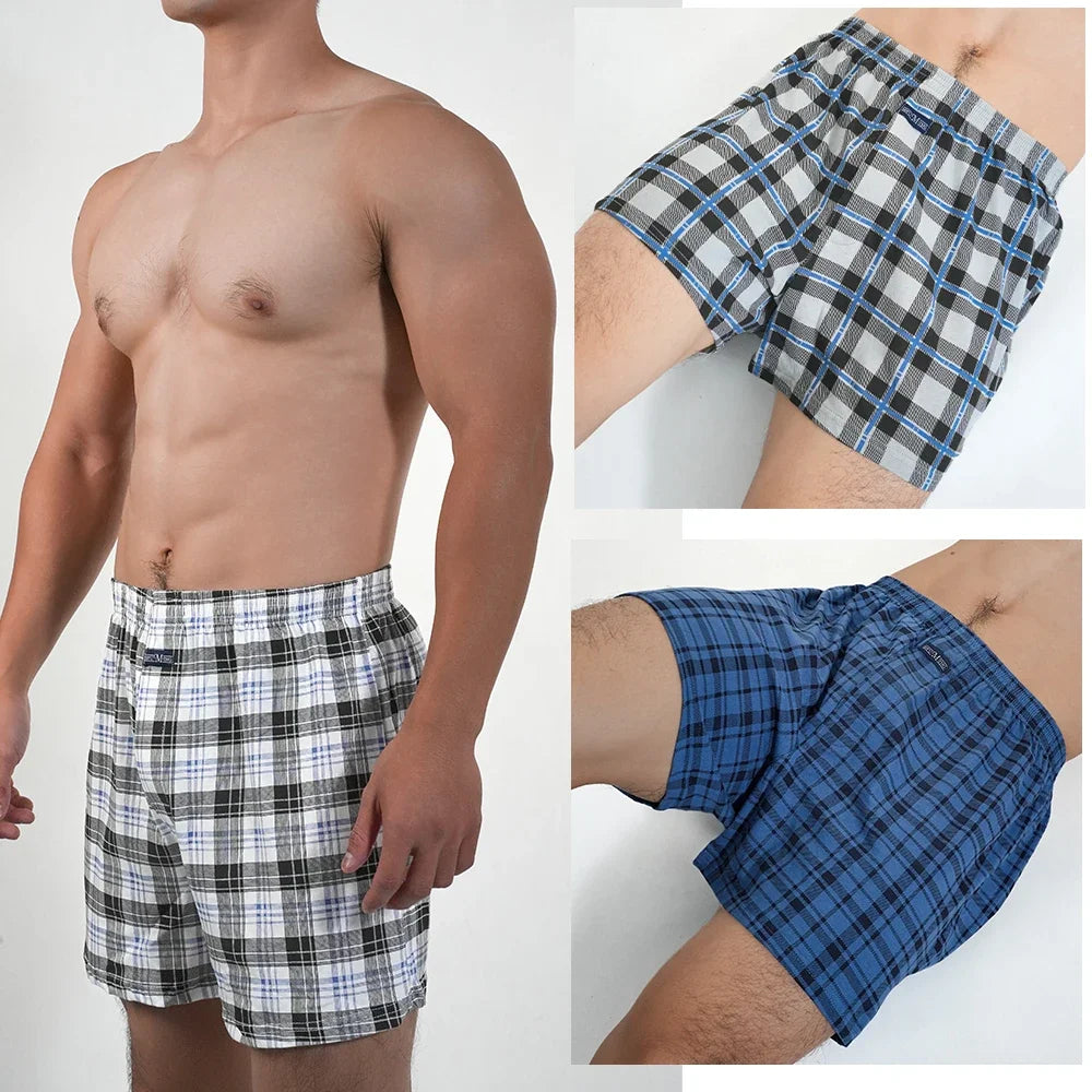 3pcs Mens High Waist Boxers Briefs 100% Cotton Plus Size Sleepwear Elastic Waistband Lounge ARO Pants Home Wear Comfort 50-140kg