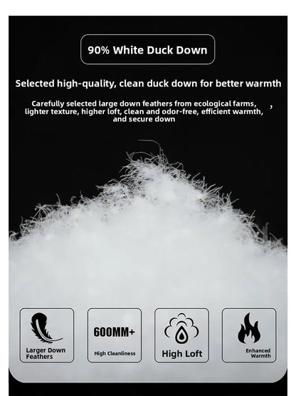 Men's Lightweight down Jacket 90% White Duck down Windproof Stand Collar Youth Versatile Trendy Urban Casual Outdoor Style