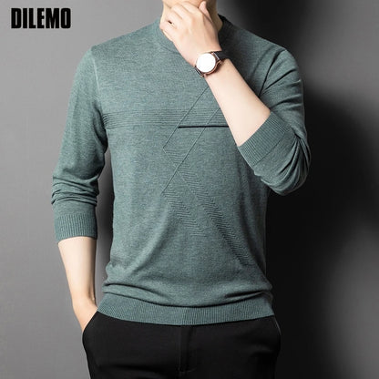Anti-Pilling High-End Knit Men Pullover Sweater Jumper New Lightweight Round Neck Loose Fashion