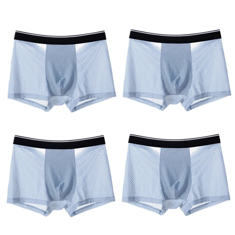 4Pcs Man Boxer Briefs Large Size M-6XL Men Panties Underwear Slip Homme Calzoncillos Bamboo Hole U Convex Pouch Male Underpants
