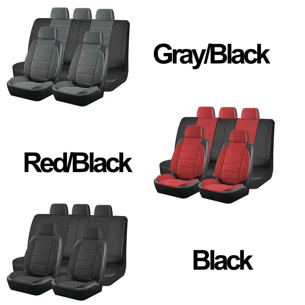 AUTOKING Universal Car Seat Covers Side Stereo Modeling Leather Fluff Car Seat Covers Fit For Most Car Accessories Interior