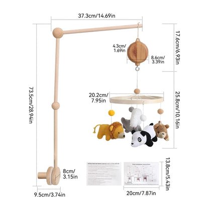 Baby Wooden Crib Mobile Bed Bell Hanging Rattle Toy Newborn Music Box Bed Bell Hanging Toys Holder Bracket Infant Crib Baby Gift