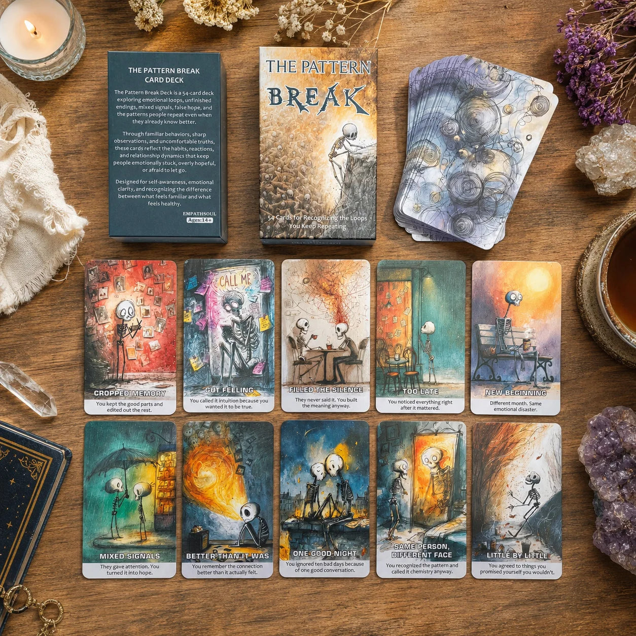 54 Card Deck, 13x8 Cm Oracle Cards, The Pattern Break Card Game, Explore Repeating Cycles, Self-Discovery Playing Cards