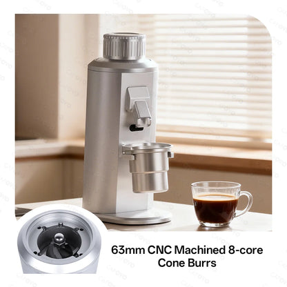 CAFOVO G163C Single Dose Coffee Grinder Fixed Speed with 63mm CNC Burrs and Plasma Anti-Static for Espresso and Pour Over Mill