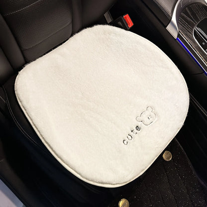 Winter Universal Car Seat Cushion Plush Cartoon Bear Thick Premium Feel Single Rear Cover for Girls Cute Seat Accessories