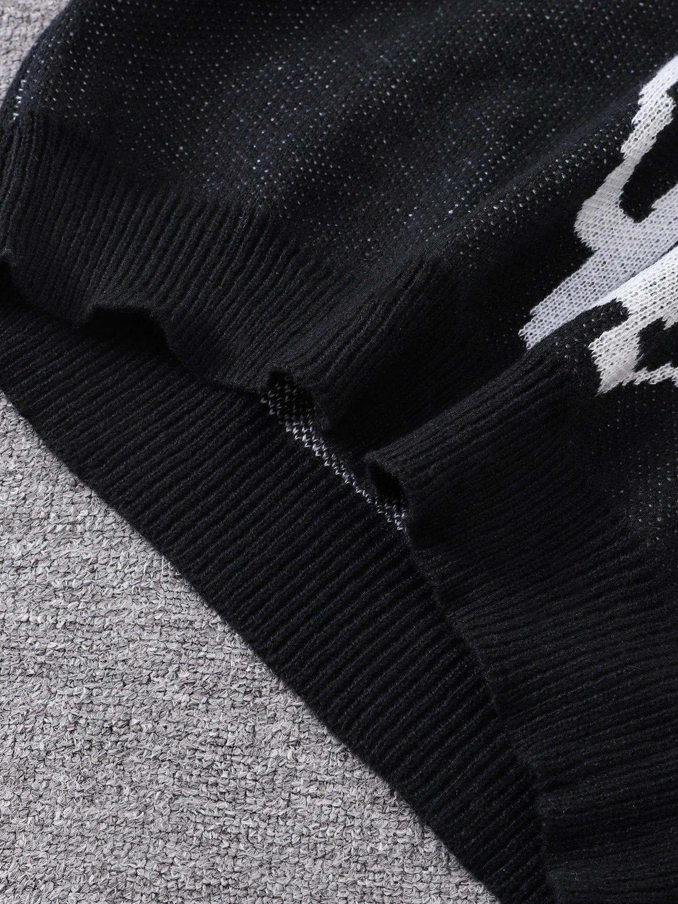 Autumn and Winter Abstract Kitten Jacquard Pattern Pullover Sweater Casual Round Neck Knitted Men's Pullover