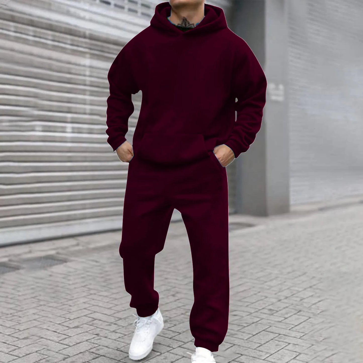 Colorful Urban Style Autumn And Winter Latest Products Men's Hooded Sweatshirt And Pants Set Street Wear Collection