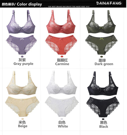 2024 New Sexy 34/75 36/80 38/85 40/90 42/95 44/100 BCDE Bras Set For Women Push Up Underwear Lace Bow Ladies Lingerie