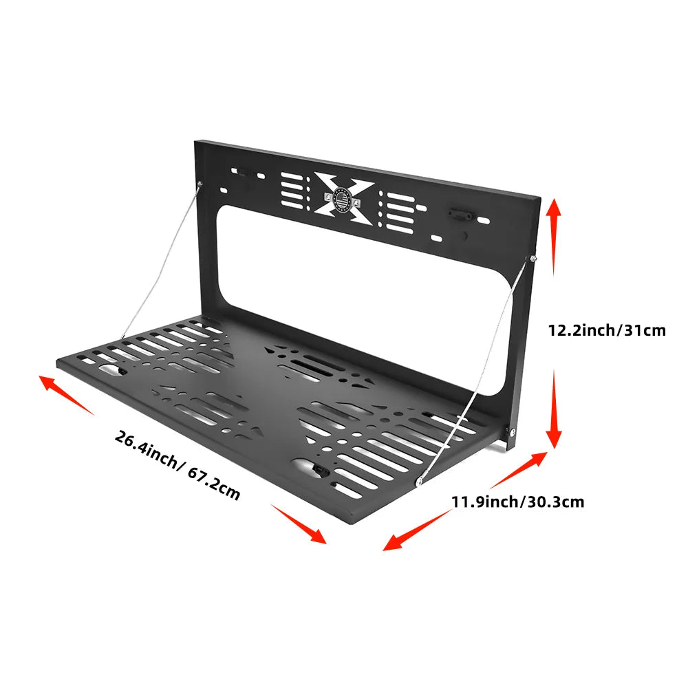 Tailgate Table Black Rear Foldable Shelf Fits for Jeep Wrangler JK JKU JL JLU 2007-2025 2/4 Door, Support up to 75lb Storage Car