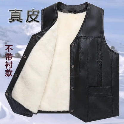 Winter jacket Men genuine sheepskin leather vest spring and summer vest fur male leather inter men coat clothing biker vest