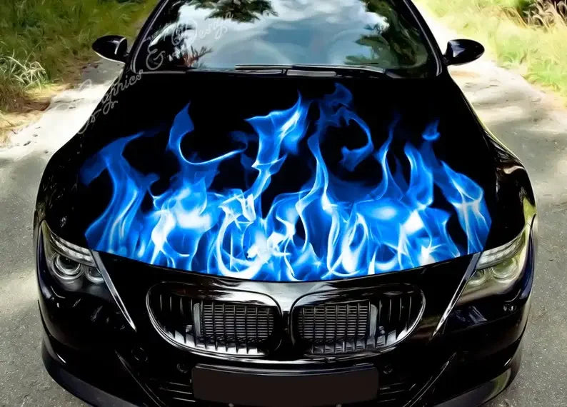 Car Accessories Hood Decal, Fire, Flame, Vinyl, Sticker, Graphic, Wrap Decals, Truck Graphic, Bonnet Sticky Paper, Skull, F150