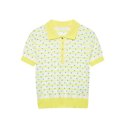 Women's Top 2026 New Fashion Summer Polka Dot Striped Knit Top Elegant Chic Vacation Style Ladies Top