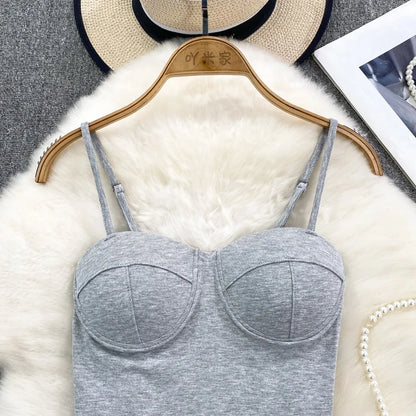 Sexy Fashion Design Camisole Tank Top Women Slim Fit Outerwear Spicy Base Shirt Sexy Backless Vest Short Straight Cut Bodycon