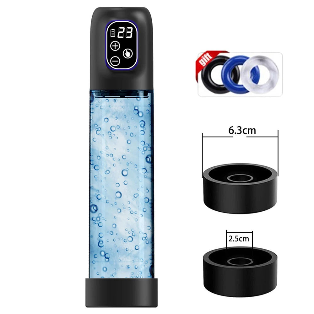 Automatic Electric Penis Pump Male Enlargement Erection Trainer Rechargeable Smart LCD Display IPX7 Waterproof Vacuum Device