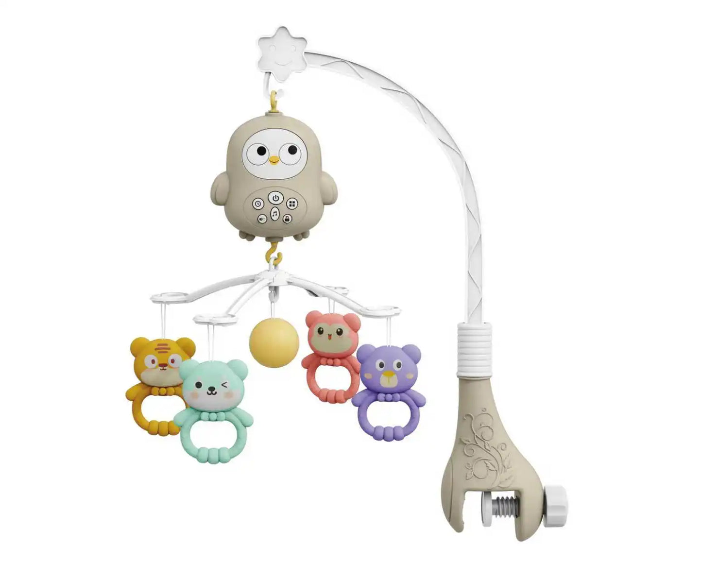 Musical Baby Crib Mobile with Projector Remote Control Night Light Sensory Hanging Toy for Newborns Infant Stroller
