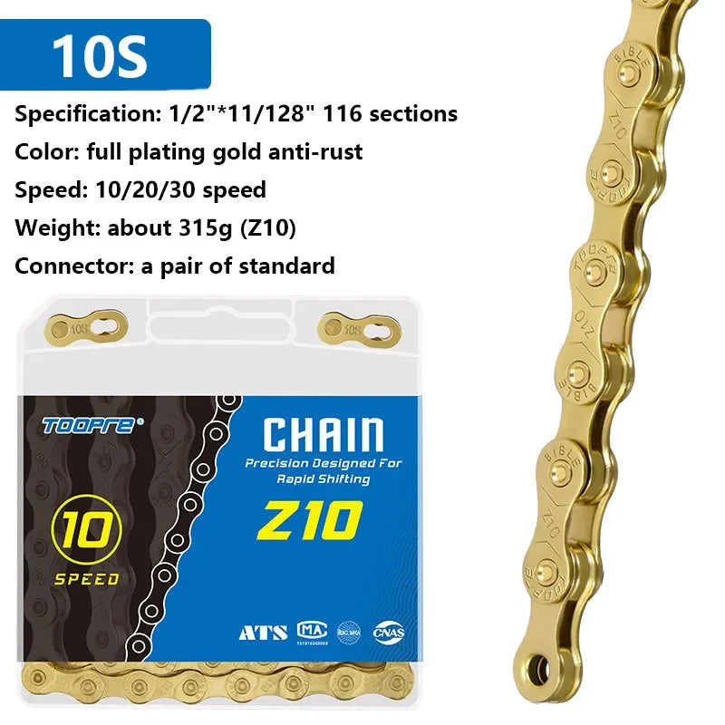 TOOPRE Bicycle chain 6 7 8 9 10 11 12 speed MTB Road bike Chain Single Speed Velocidade Electroplated Silver Golden Chain 116L