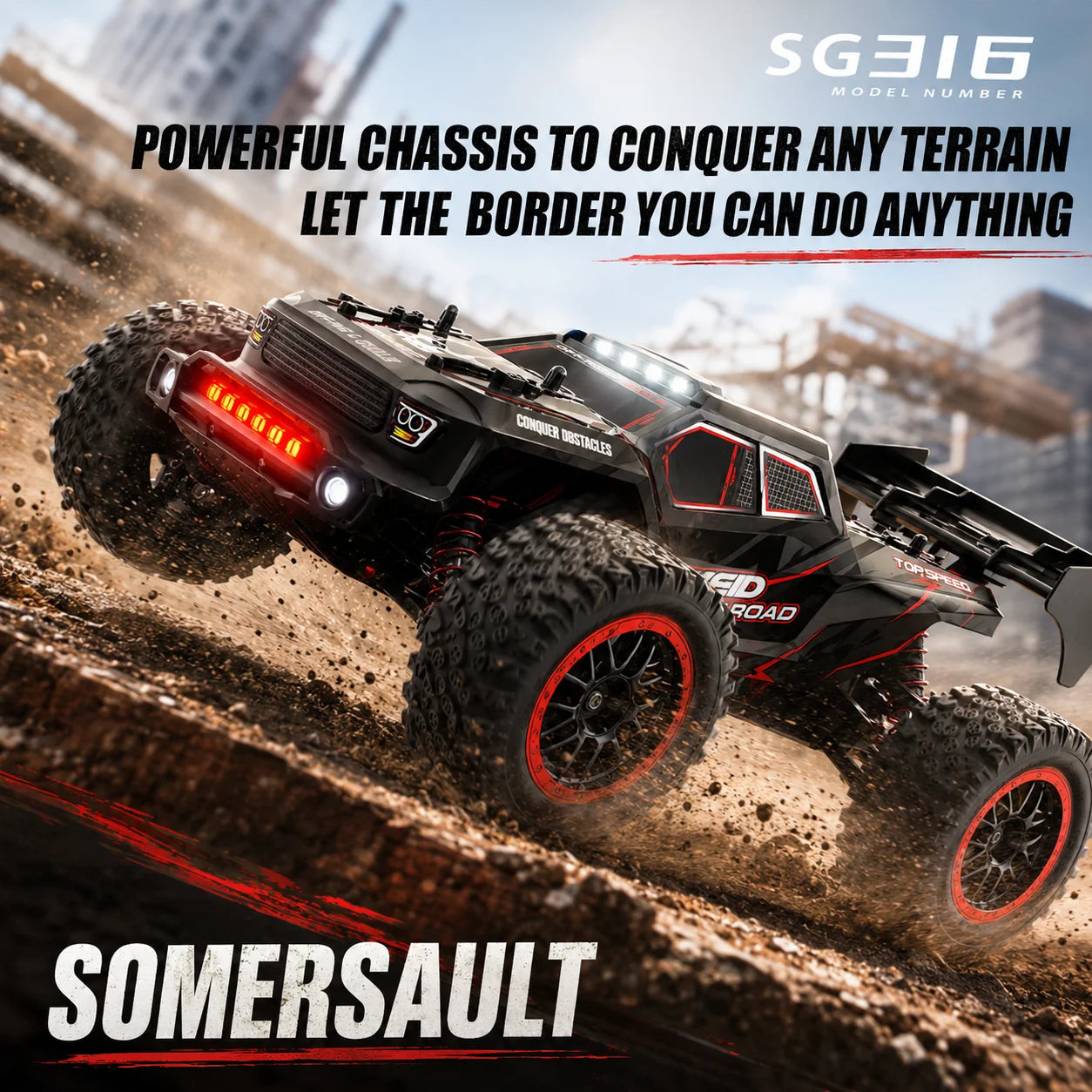 75km/h 2.4G Remote Control RC Car 4WD All Terrain Vehicle High Grip Tire Aerodynamic Tail For Mud Gravel Grass Park Outdoor Racing Hobby Toy