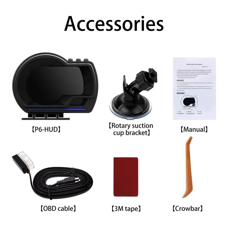 OBD2 Car Head Up Display HUD Smart Car Water & Oil temp Turbo RPM Gauge Digital Odometer Security Alarm Auto Meter