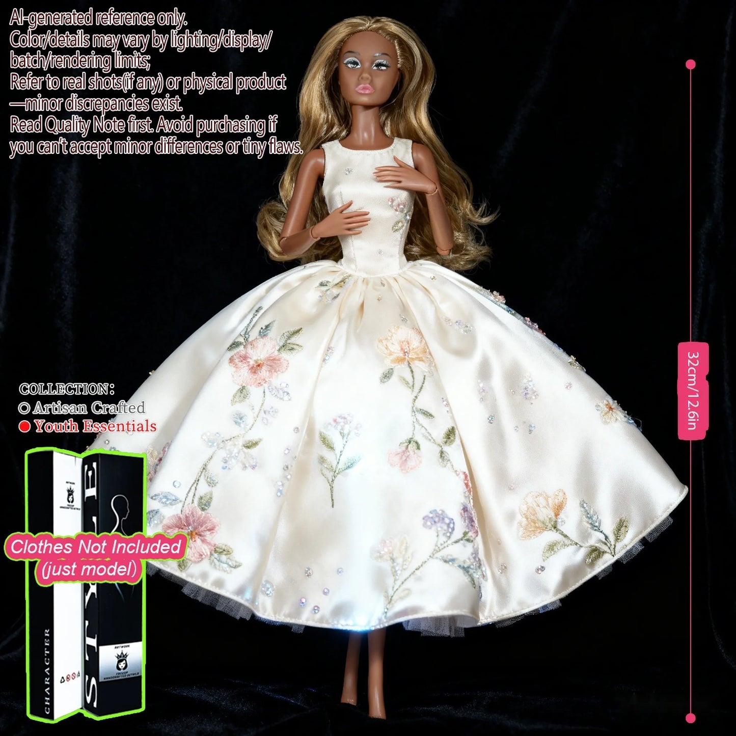 1/6 Scale 12-Joint BJD Doll, Realistic Changeable Makeup, Premium Craft Display (No Clothing)