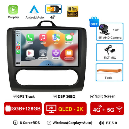 For ford focus 2 Mk2 2004-2008 2009 2010 2011 Android Auto GPS 2din autoradio GPS 2din DVR Android 16 Car Radio 4G+WIFI Carplay