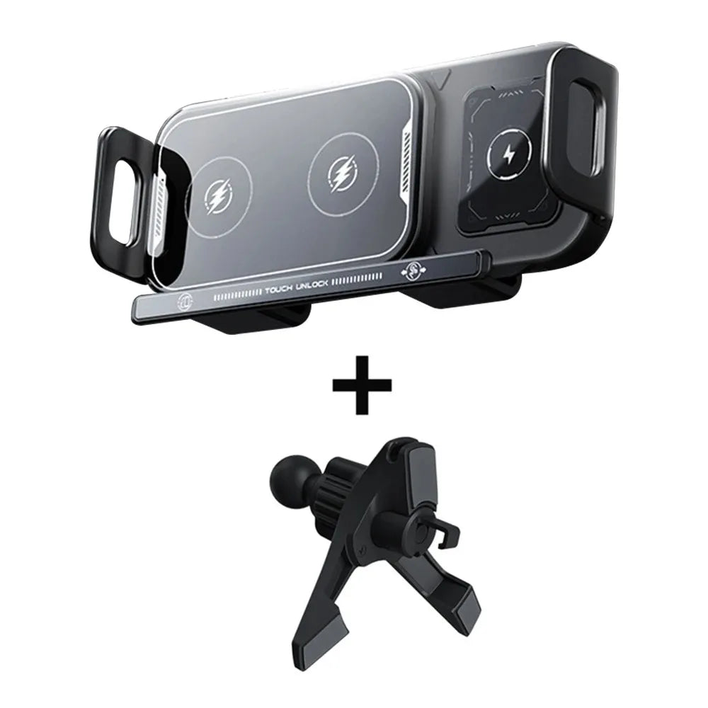 Rotation Universal 15W Car Phone Wireless Charger Holder Stand for Samsung Galaxy Fold 6 5 4 3 Z Flip S25 S24 iPhone 16 15