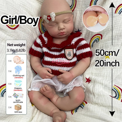 Open Mouth Silicone Reborn Baby Loulou 20" Preemie Bebe Reborn Girl&Boy Washable Newborn Doll Muñeca De Renacimiento De Silicona