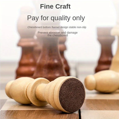 AIUAZA Wooden Chess Board Games, Folding Chess & Checkers Set, Portable Table Games, 2 Extra Queens, Beginner Chess Set For Adul