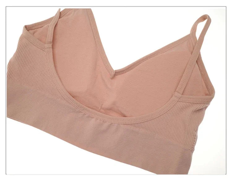 Seamless Bra Set for Women, Wire Free V-Neck Bralette with Low Waist Panties, Soft Cotton Sexy Lingerie Underwear Set