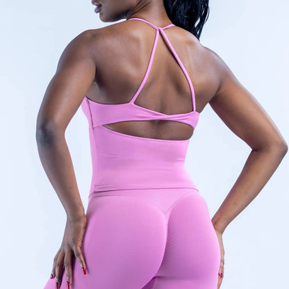 SEEKSUC Women's New Sports Yoga Vest Bras Cross Straps Beautiful Back High Elasticity Breathable Gym Fitness Leisure Tops