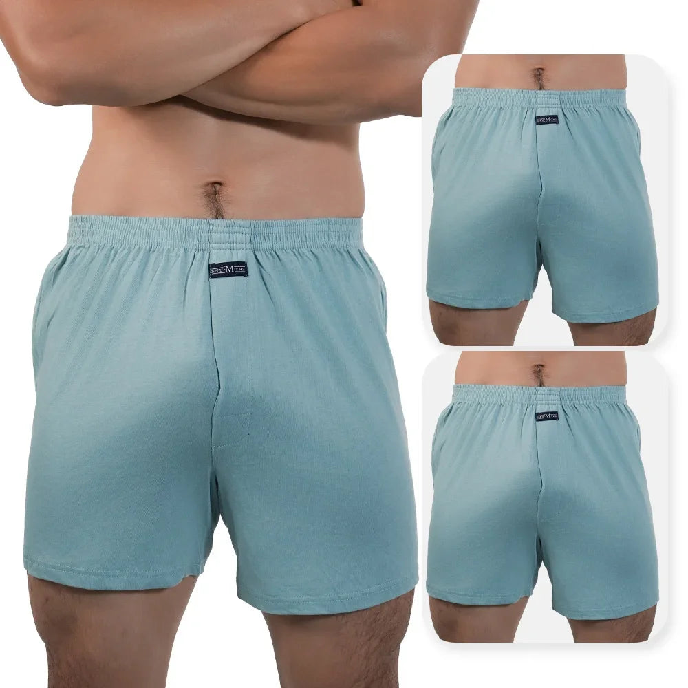 3pcs Mens High Waist Boxers Briefs 100% Cotton Plus Size Sleepwear Elastic Waistband Lounge ARO Pants Home Wear Comfort 50-140kg