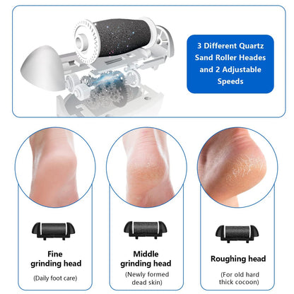Hatteker Electric Foot File Callus Remover - Rechargeable Pedicure Tool for Hard Dry Skin Home Care Kit