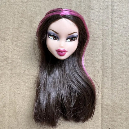 2001 Version Rare Face Doll Heads Classical Sexy Mouth White Brown Skin Colorful Hair Girls Boys Doll Parts For Collectors