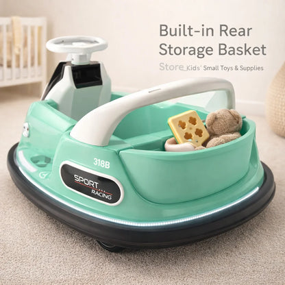 Kids Electric Bumper Car 318B, 2-6 Toddler Ride On Toy, Remote & Self-Dual Control, 360° Rotation, Bluetooth Music Early Educati