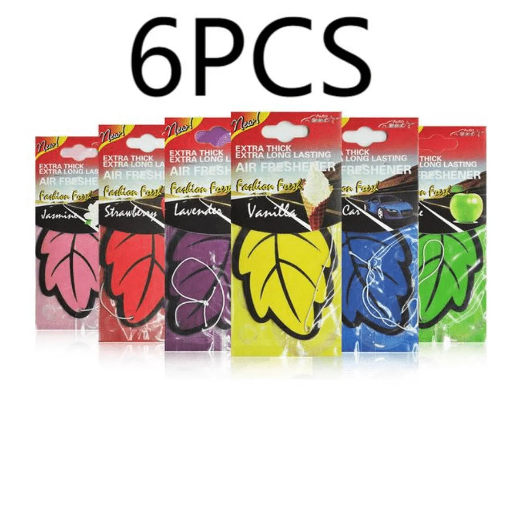 6/12/18/24/48/60pcs Leaf Shape Car Air Freshener Natural Tea Paper Auto Hanging Vanilla Perfume Fragrance Accessories Interior
