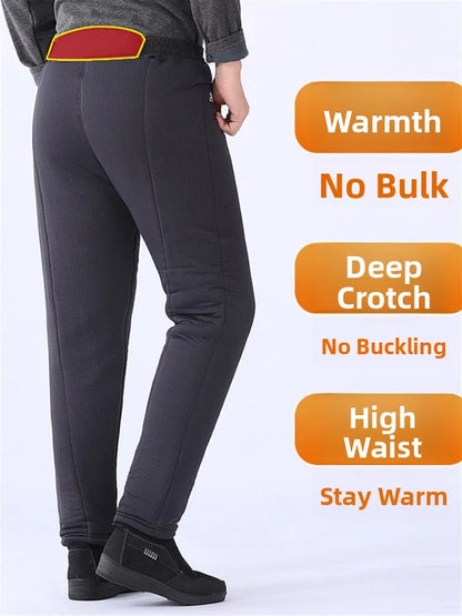 Thickened Camel down Cotton Pants for Men Winter Warm Trousers Elderly Men's Underwear Base Layer Polyester Fiber Casual