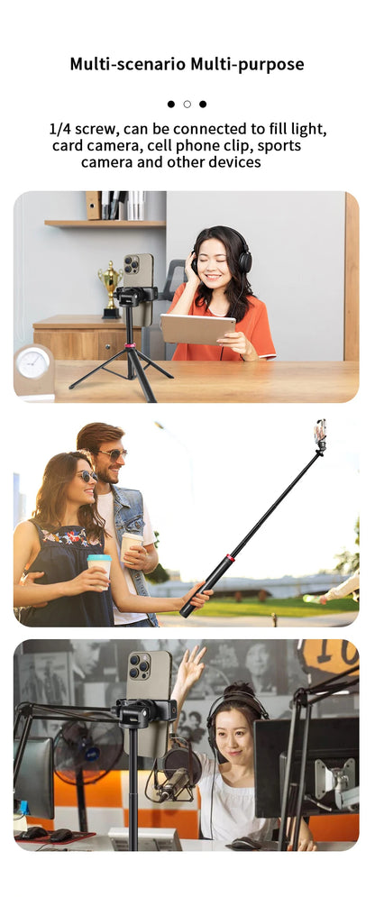 2M Portable Universal Tripod Aluminum Alloy Lamp Holder for 1/4 screw Fill Light Lightweight Camera Action Camera
