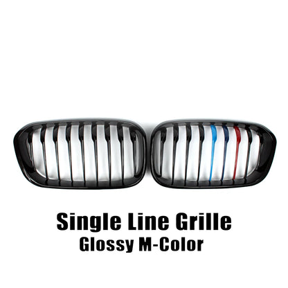 XVIP Front Bumper Kidney Grille Racing Grills For BMW 1 Series F20 F21 2015-2019 Replacement Double Slat Gloss Black Grilles