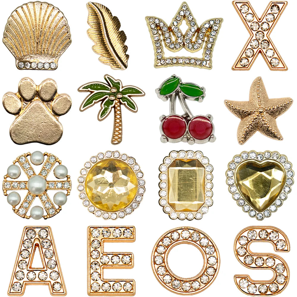 1/8/16PCS Cute Cherry Metal Shoe Charms,Claw Starfish Accessories Pins for Shoes,Letter Clog Buckles for Sandal Decorations