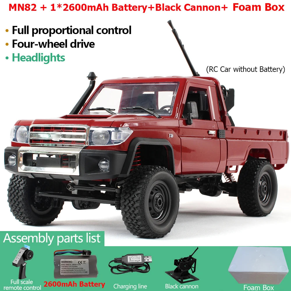 MN82PRO MN82 1/12 RC Car 4WD 2.4G Remote Control Car Simulation Classic All-terrain Off-road LED Light RC Truck Toys As Kid Gift