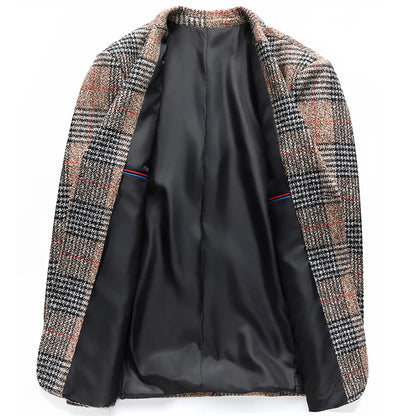 Blazer  New Stylish and Slimming Middle-aged Business Casual Checkered Wedding Banquet Host Men Outdoor Performance Blazer 2026