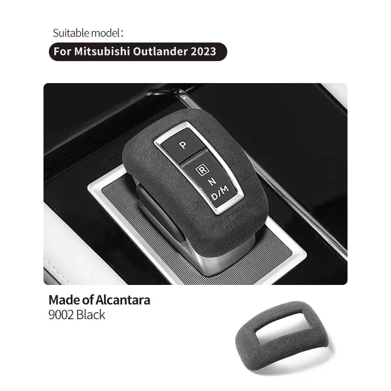 Made of Alcantara For Mitsubishi Outlander 2023 Car Gear Shift Boot Cover Trim Sticker Anti Scratch Interior Tuning Accessories