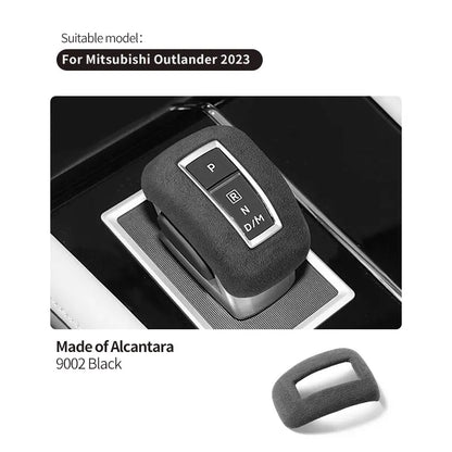 Made of Alcantara For Mitsubishi Outlander 2023 Car Gear Shift Boot Cover Trim Sticker Anti Scratch Interior Tuning Accessories