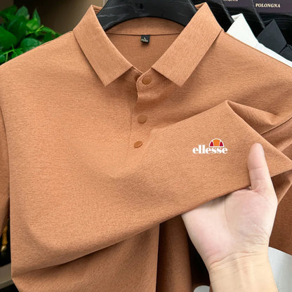 High end brand men's polo shirt printed short sleeved top 2026 summer new comfortable breathable casual and fashionable T-shirt