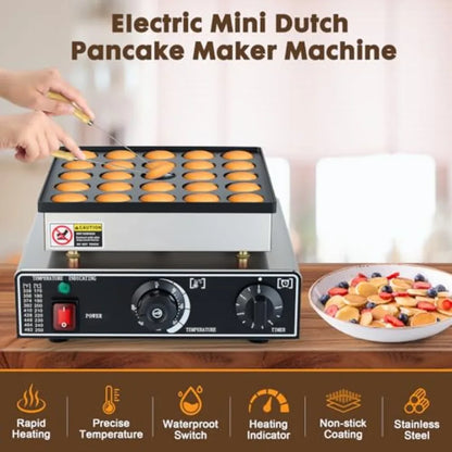 Commercial Mini Dutch Pancake Maker 25PCS Non-stick Dorayaki Grill Stainless Steel Muffin Waffle Maker Electric Hotcakes Machin