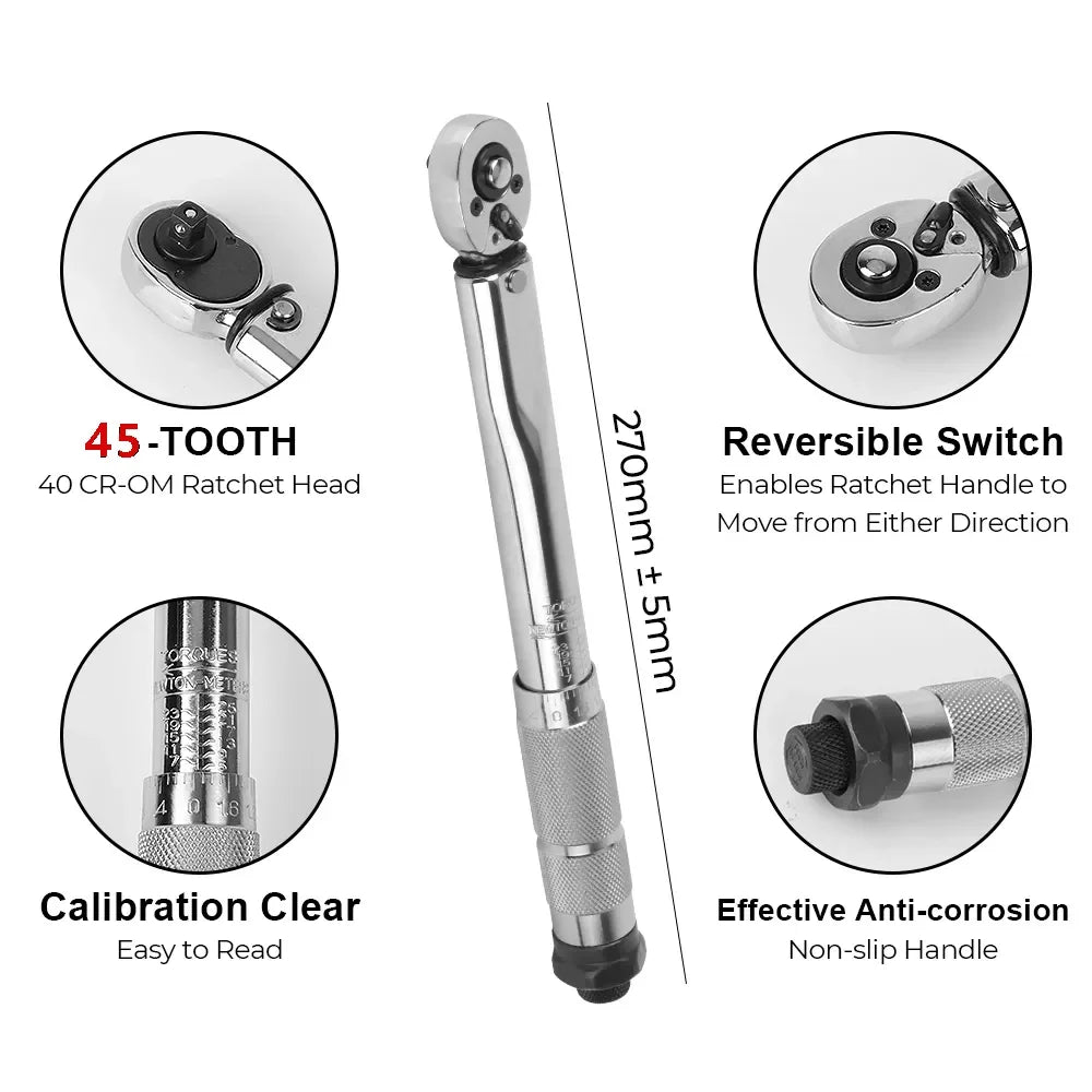 5-25N.m Micrometer Car Motorbike Disassembly Tool Professional Adjustable Torque Wrench 1/4'' Drive Spanner Hand Tool