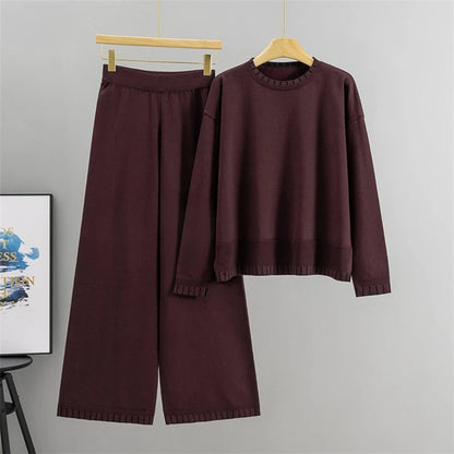 Loose Casual Knitted round Neck Sweater And Pants Set Women's Fashion Autumn Collection Online Exclusive Comfortable Fit