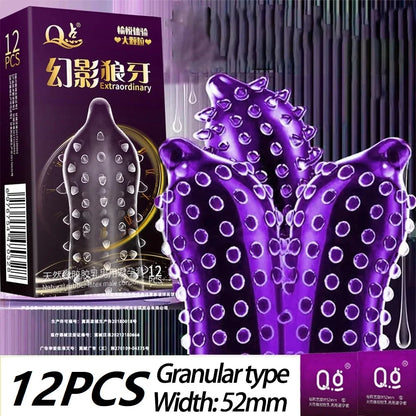 Ribbed Condoms for Men Dotted Spike G-spot Vaginal Stimulation Cock Condom Contraception Sensitive Penis Sleeve Adult Sex Toys