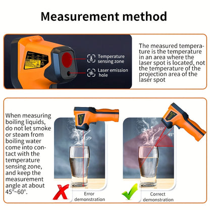 NJTY T600T600A Laser Temperature Gun Infrared Thermometer Sensor Handheld Non-contact IR LCD Industrial Pyrometer Digital 600 °C