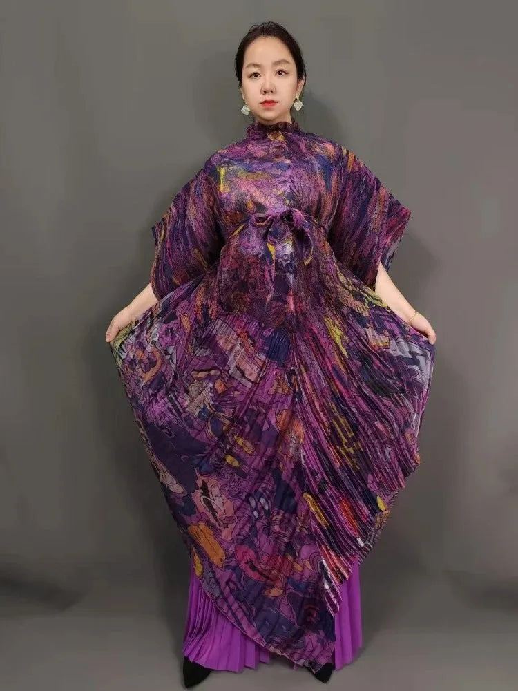 Miyake's New Heavy Industry Organza Printing Set Irregular Pants Loose Two-piece Sets Women's Clothing 2025 Summer New